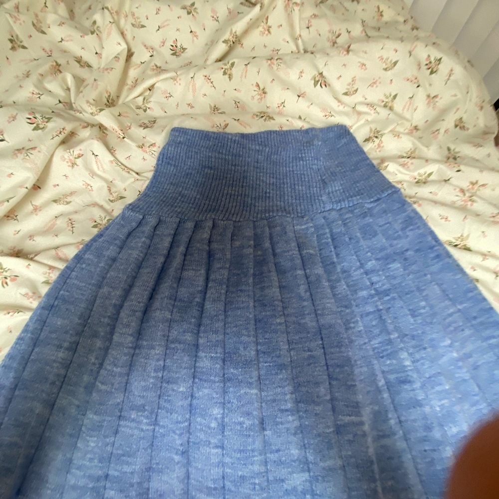 Blue Ribbed Knit Skirt